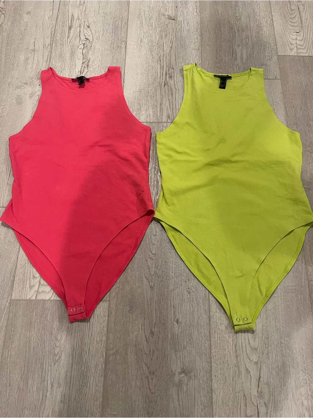 Forever 21 Neon Pink Ribbed Tank Bodysuit
